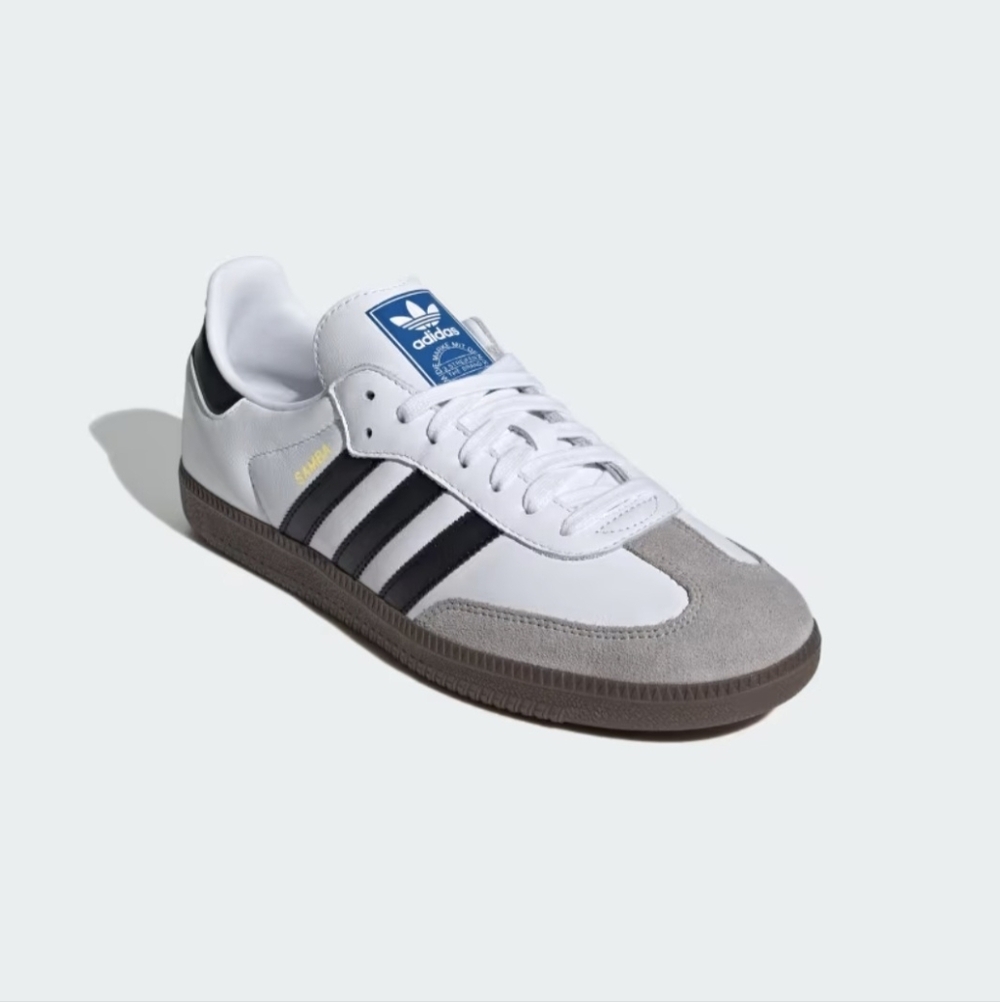 adidas Samba Leather Sneakers - White, Black & Grey